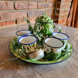Set teko seduh teh tanggung (850ml) nampan dan gelas lurik poci tea set Set teko seduh teh tanggung (850ml) nampan dan gelas lurik poci tea set