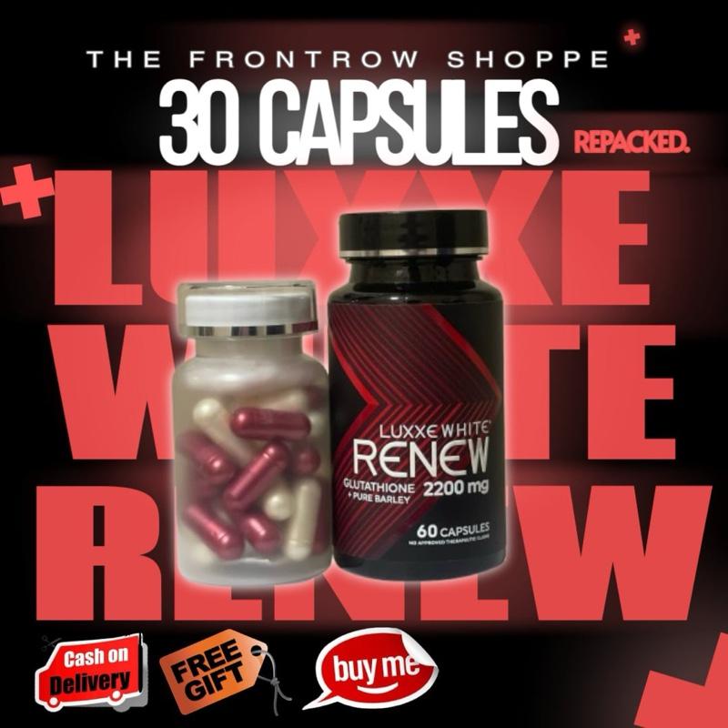 30 CAPSULES REPACKED- LUXXE WHITE RENEW pure barley+ glutathione and  collagen healthcare&beauty supplement