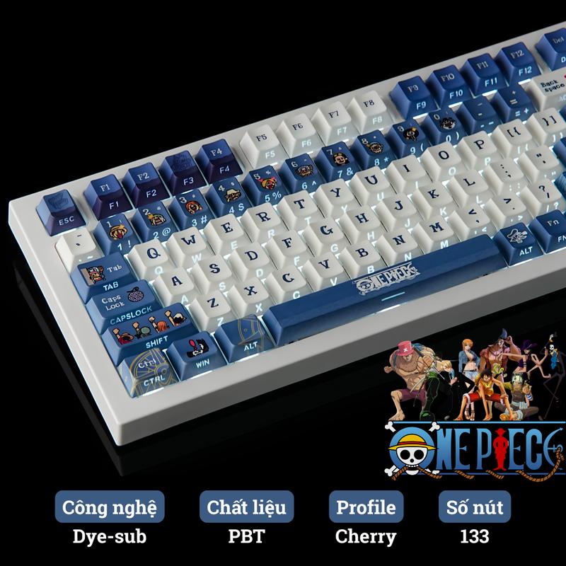 Keycap One Piece | Xuyên Led, Full Size | Chất liệu PBT, Profile Cherry | In nhiệt Dyesub | Keycap Đảo Hải Tặc