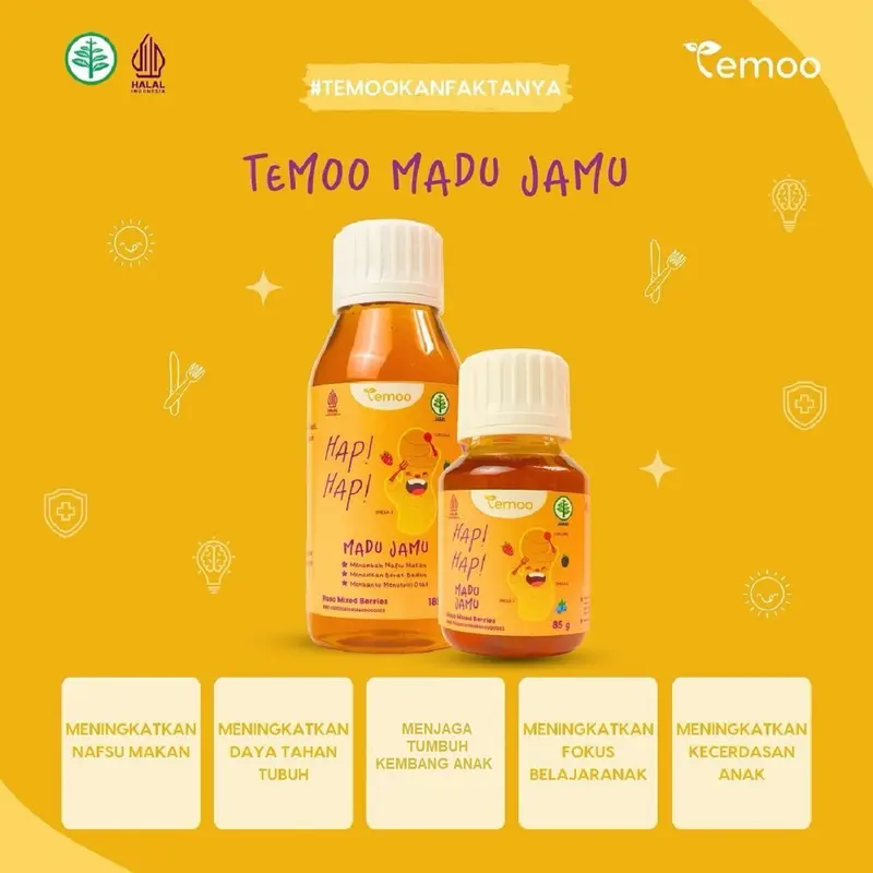 Temoo Hap Hap Madu Jamu Temulawak Sidat Nafsu Makan Herbal Anak 4