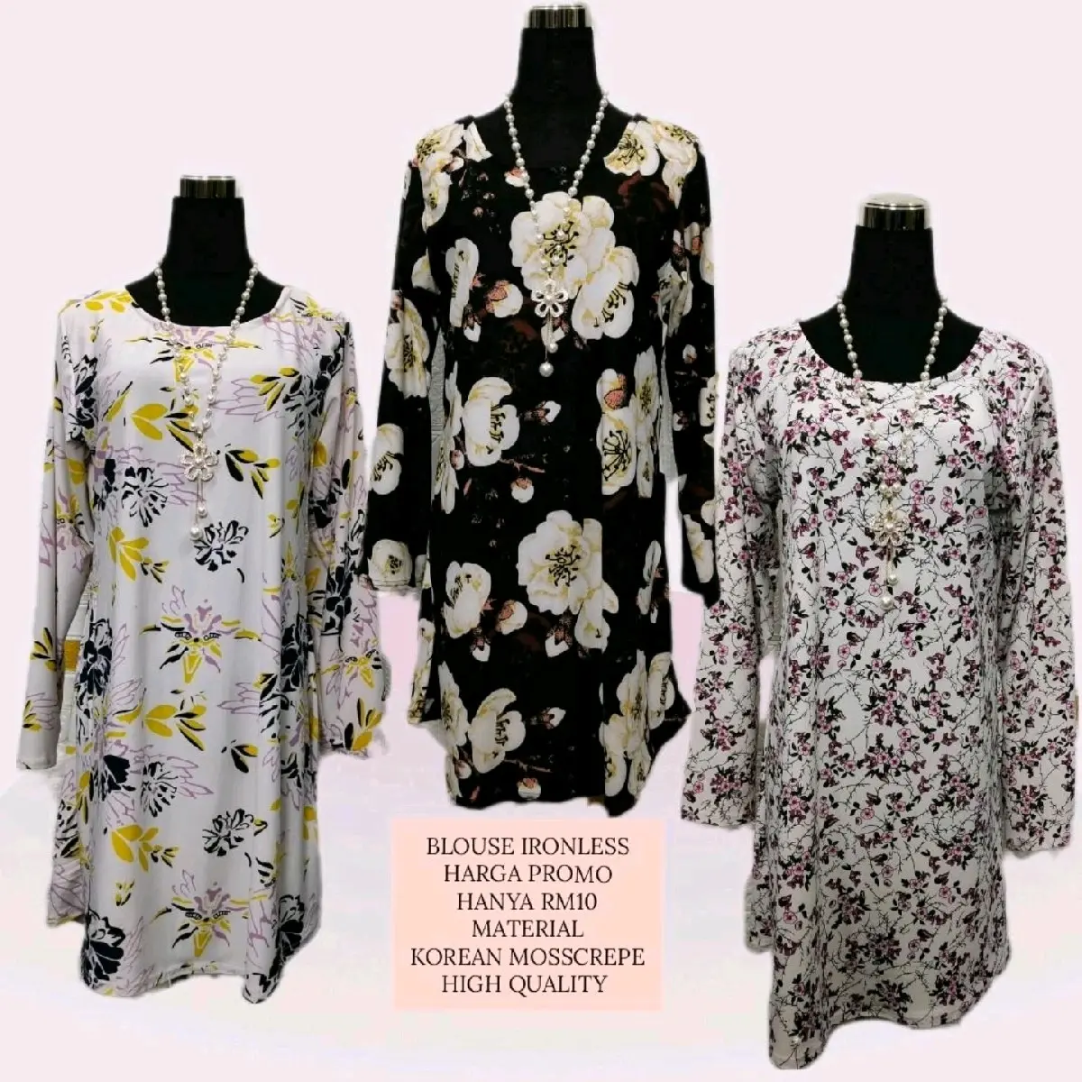 ANGGUN BLOUSE BERCORAK IRONLESS 01