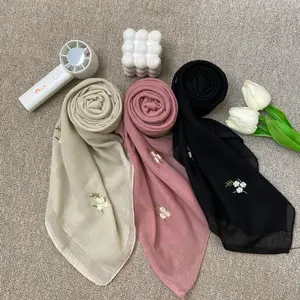 Hijab Segi Empat Paris Jadul varisha Motif Bunga Daun Bordir by hijab offcial Motif Elegan Desain Segi Empat Gaya Paris