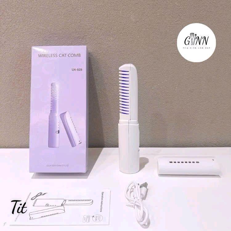 Lược Điện Chải Tóc Không Dây Siêu Thẳng 3 Mức Nhiệt Tạo Kiểu Chuyên Nghiệp 3 Trong 1 Kiêm Máy Uốn Duỗi Ép Tóc Siêu Tốc