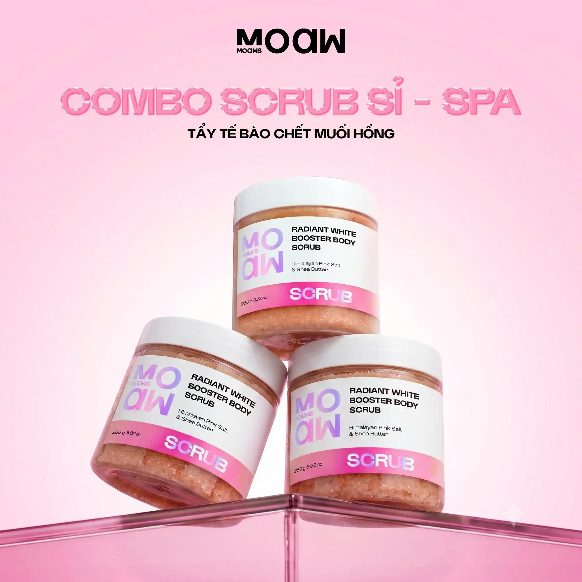 [COMBO SỈ - SPA] Tẩy Da Chết, Massage Body, Scrub Muối Hồng MOAW MOAWS, Tẩy Tế Bào Da Chết Vật Lý Cho Spa - TTBC Himalaya Thiên Nhiên Lành Tính Hỗ Trợ Sáng Mịn Da Làm Mềm Dưỡng Ẩm, Mát Xa Cơ Thể
