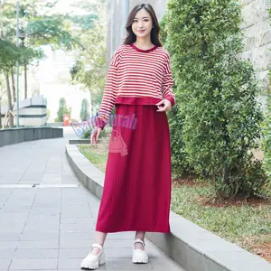 SnBM [Ready] - Set Dress Wanita NECIA Outfit Cewek Kece 1 Set Sweater Crop & Dress KNIT