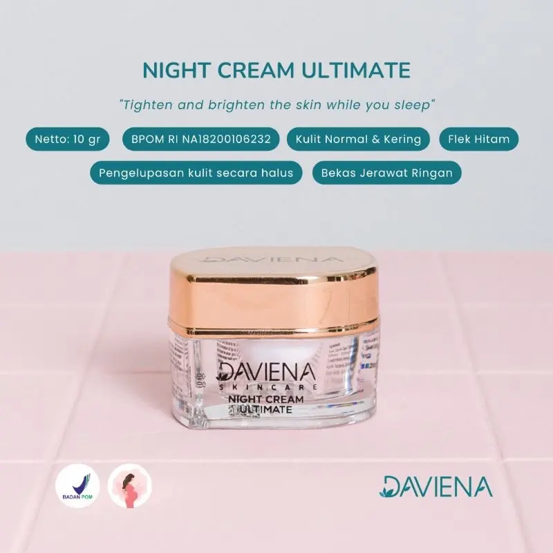 NIGHT CREAM GOLD SERIES DAVIENA SKINCARE | davienapusatindonesia