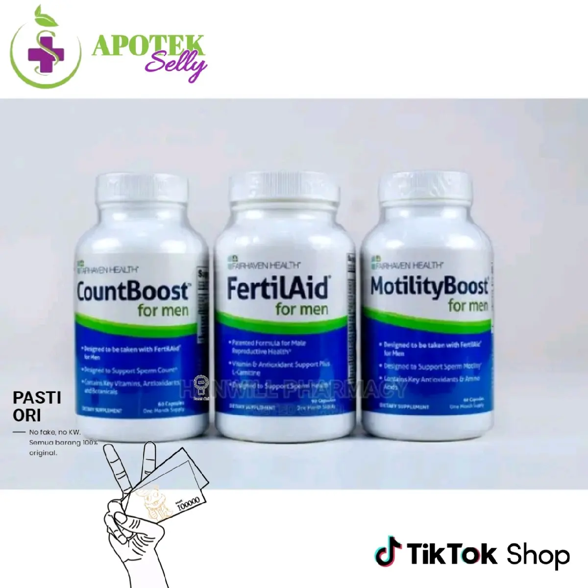 FERTILAID FOR MEN+COUNTBOOST+MOTILITYBOOST PAKET LENGKAP KESUBURAN PRIA HARMONIS