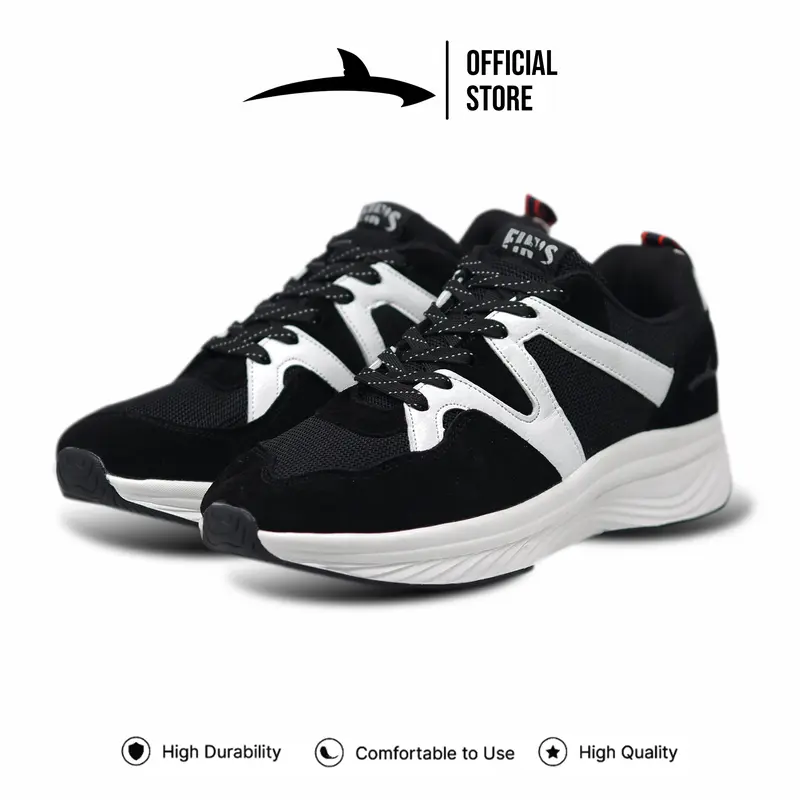 FINS Kage Black White Sepatu Sneakers Running Pria Wanita Unisex