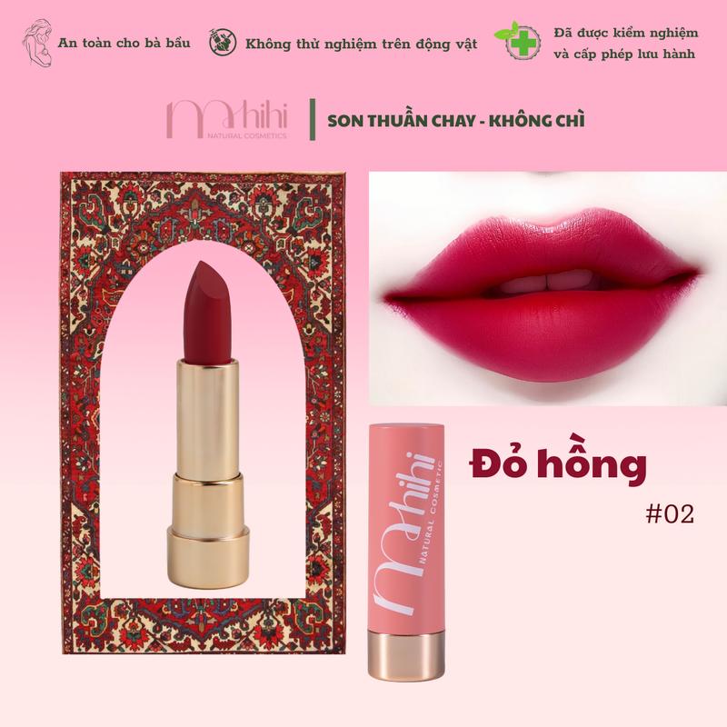 M.HiHi #02 ĐỎ HỒNG - DẠNG THỎI - SON LÌ - SON THIÊN NHIÊN KHÔNG CHÌ