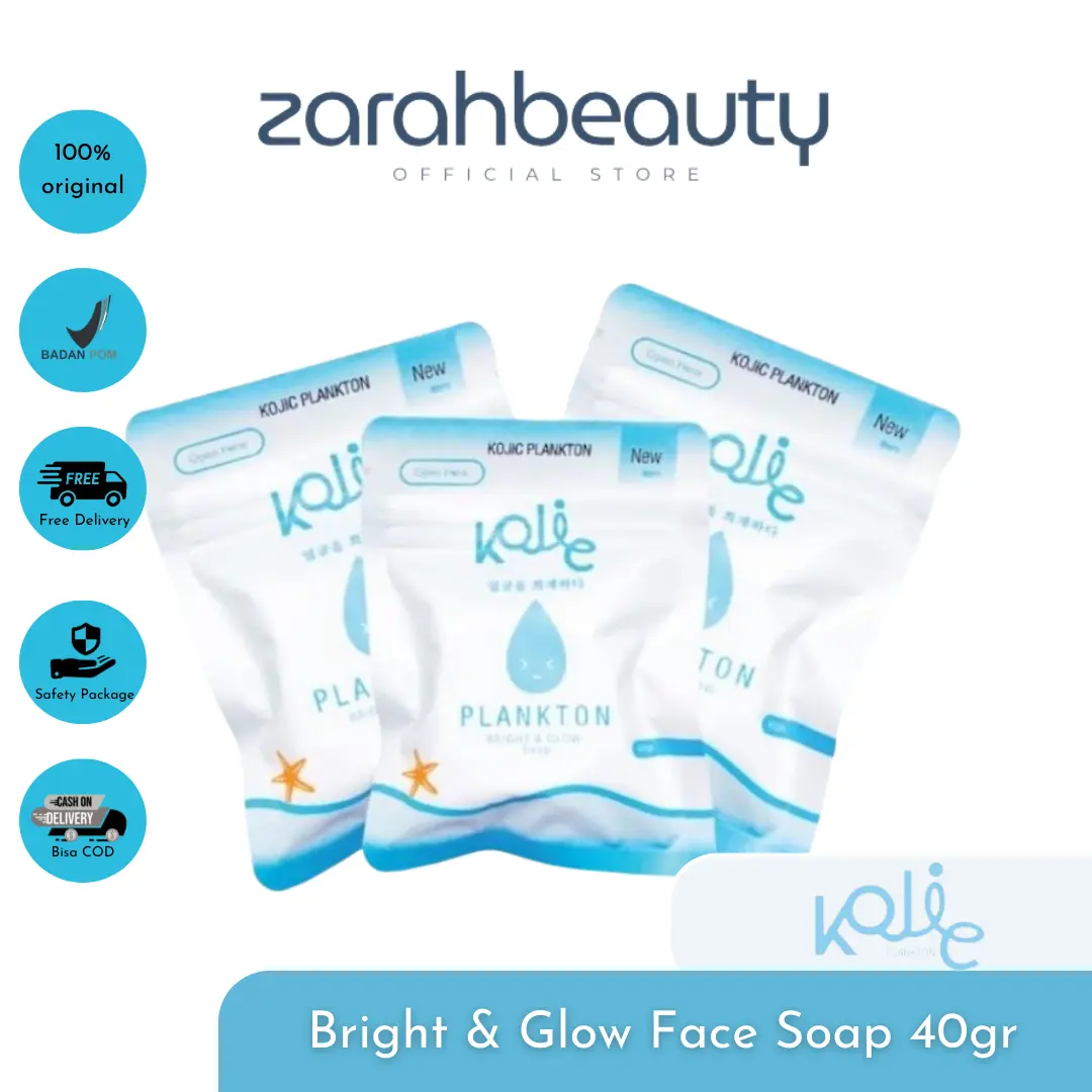 Sabun Kojic Plankton Bright & Glow Face and Body Soap 40 gr BPOM - Mencerahkan Mengencangkan Tubuh Vitamin Acid Niacinamide Pencerah Membersihkan