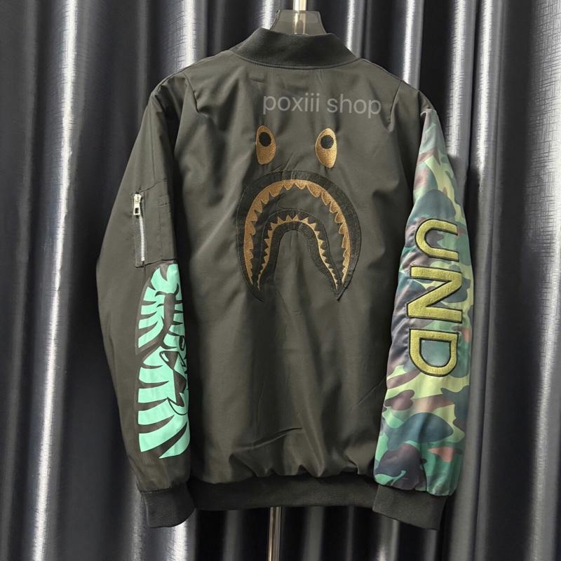  Áo Khoác Bomber Bếp Trần Phao Phối Tay Rằn Ri Chữ Thêu Kèm Khoá Form Chuẩn SC - Áo Khoác Nam Nữ Trần Bông Dày Dặn 