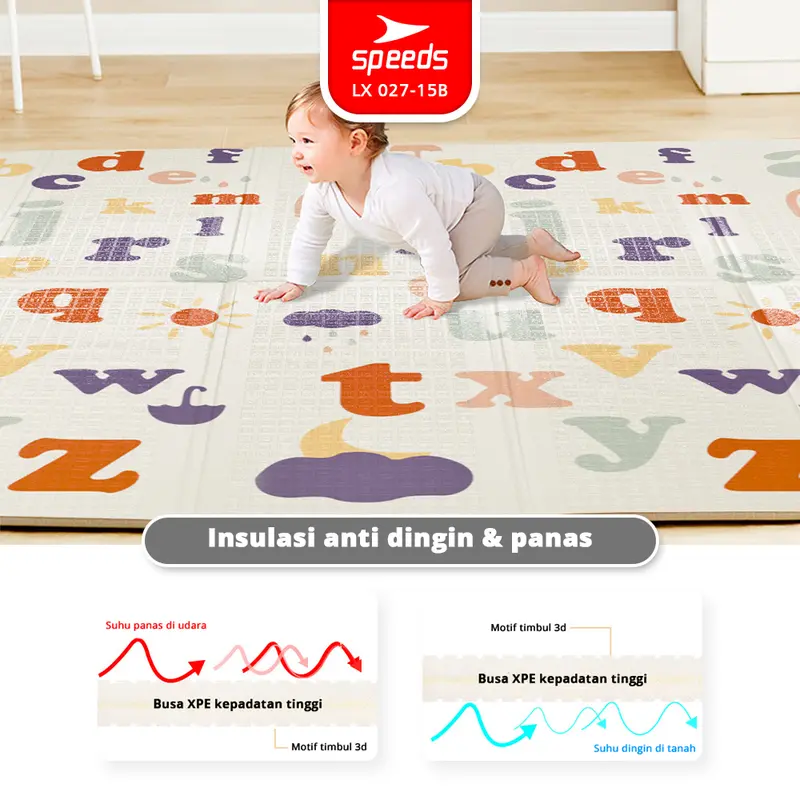 SPEEDS Playmate Anak 180x200 Tebal  8-10mm Karpet Playmate Bayi Tikar Lipat Bayi Bahan Foam XPE SNI 027-15 [ Motif B ] 8