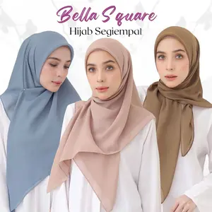 Hijab Segiempat Bella Square Polycotton Kerudung Muslim Cantik Segi empat Wanita