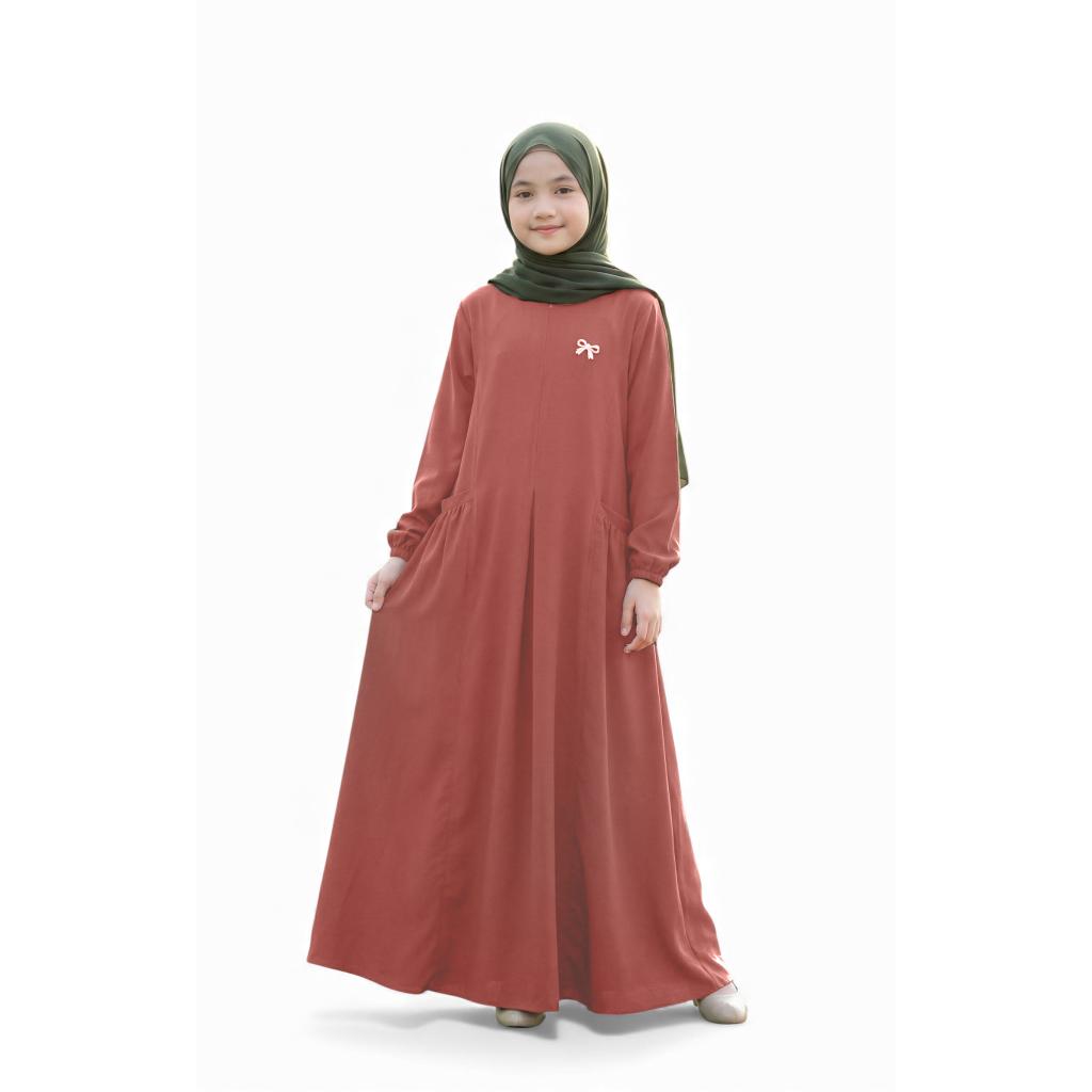 Zahwa Kids Dress Simple Gamis Anak Perempuan Usia 5th Sampai 12th Bahan Baby Moss