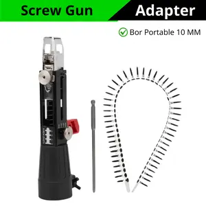 Tembakan Baut Skrup Otomatis Screw Chain Nail Gun For Electric Drill Bor Paku Adapter Hitam Stainless Steel & Plastik 41-46mm 50pcs Skrup 2,5cm