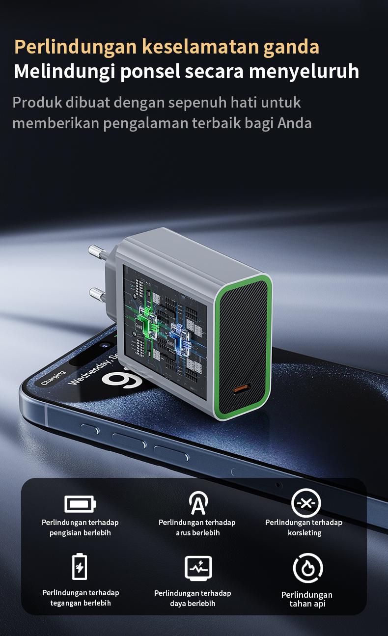 TRANYOO Charger HP GaN 120W Kabel Data Type-C Adaptor untuk Handphones Quick Charger Fast Charging PPS Support Cocok untuk Vivo OPPO Xiaomi HUAWEI realme iPhone Honor POCO Samsung Super Fast Charging Kompatibel Semua Merek Charger Data Cable Set T-EU8C