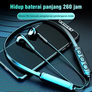 Headphones Wireless Bluetooth Universal dengan Gantungan Leher untuk Olahraga dan Lari - Cocok untuk Huawei, Apple, dan Xiaomi Earphone Headset Hitam Handsfree Bass