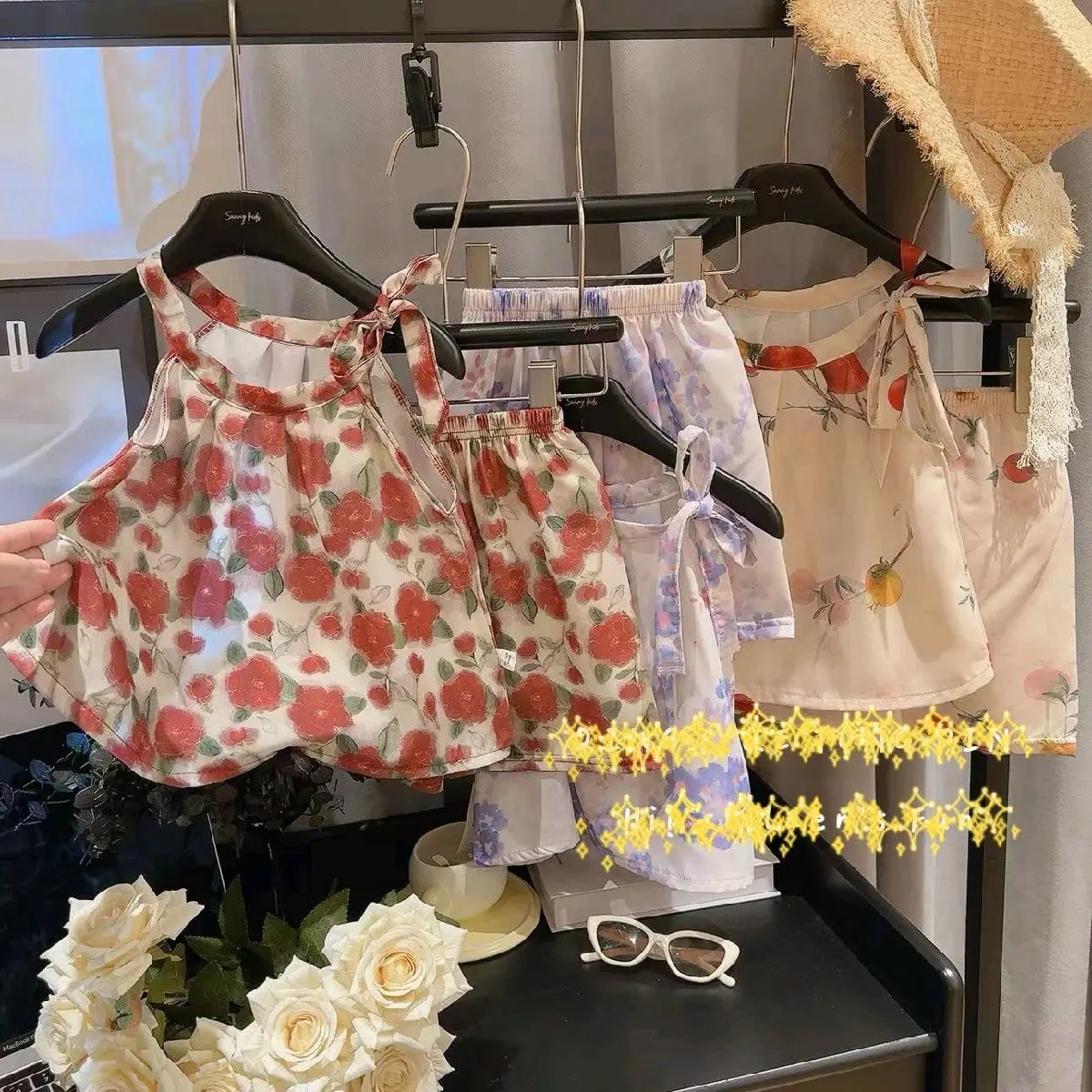 setelan celana import anak perempuan 1-5 tahun / setelan bunga anak