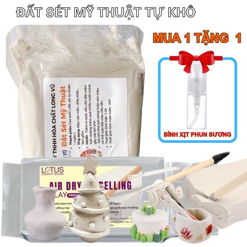  Đất Sét Mỹ Thuật Đất Sét Tự Khô Tạo Hình Mẫu Làm Khuôn Nặn Trang Trí Theo Ý Muốn Diy  1kg  - Lotus Craft Shop x Long Vu Chemical  0019  