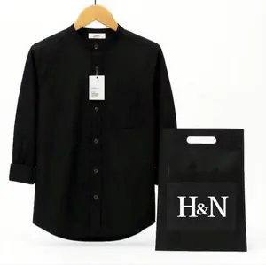 Kemeja pria basic polos lengan panjang distro bahan toyobo katun premium warna hitam putih cokelat navy abu tidak nerawang