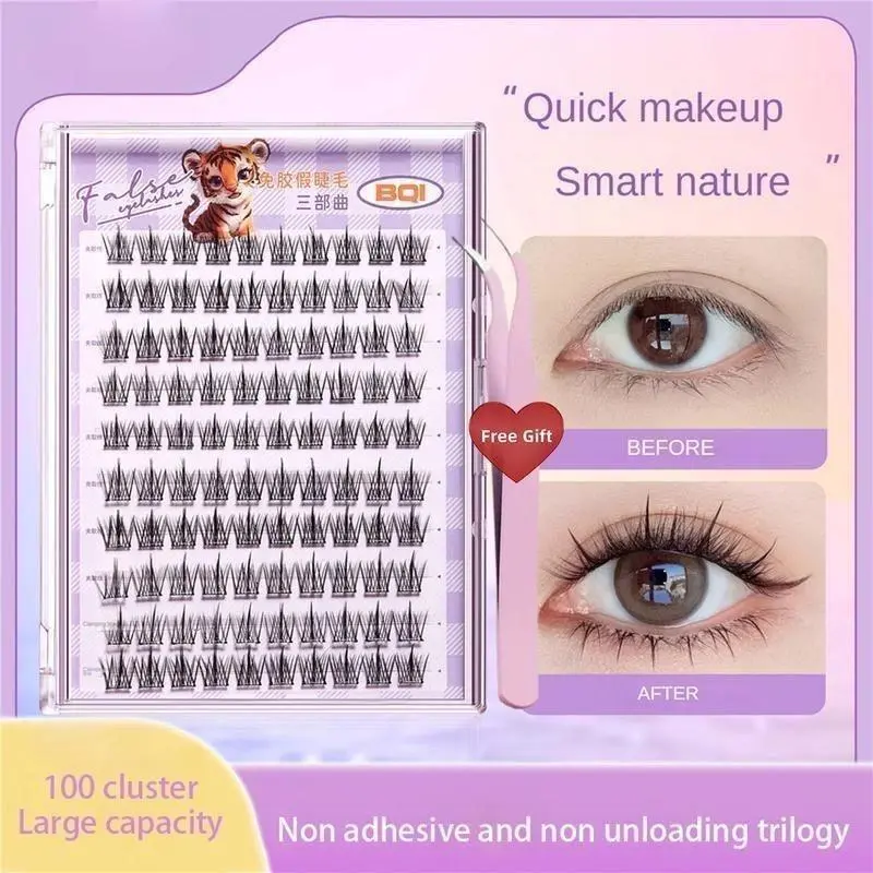 Big Sale 3D Glue-free False Eyelashes Super Sticky False Eyelashes Self-adhesive Eyelash Grafting for Beginners  Natural Eyelash Extensions Thicken Curl Eyelash Reusable Eye Makeup Realistic Tweezer Cosmetic waterproof  false lashes Sunflower Natural