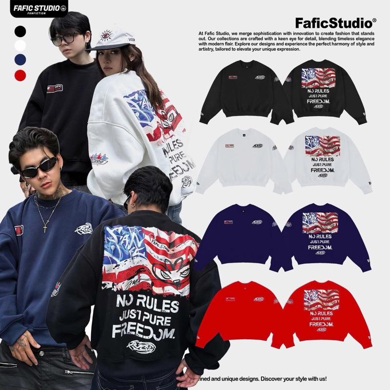 Áo sweater Hình in FREEDOM FAFIC Studio Nam Menswear hình in có túi chất nỉ bông 380gsm dáng rộng boxy
