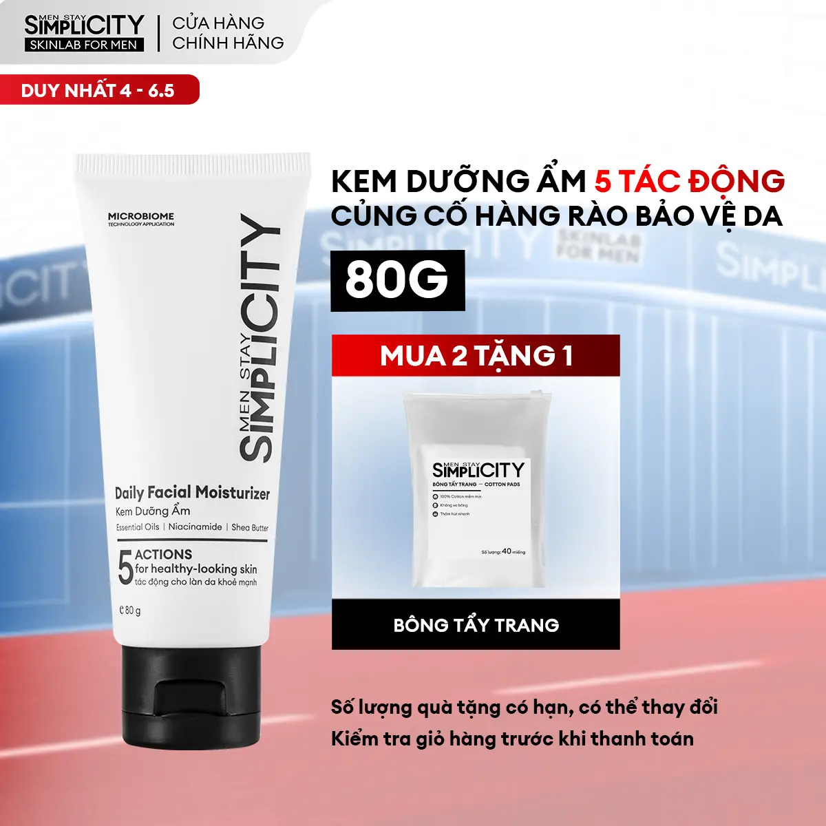 Kem dưỡng ẩm da mặt đa năng cho nam Men Stay Simplicity Facial Moisturizer 80g