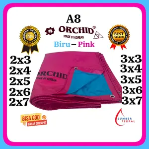 Terpal Orchid Korea Ketebalan A8 Warna Biru-Pink Siap Pakai