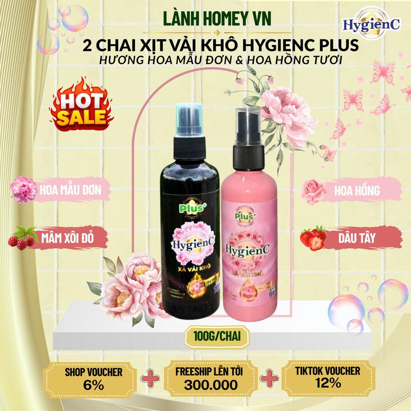  Chai Xịt Xả Vải Khô HyGienC 100ml – Khử Mùi Làm Mềm Hương Thơm Dễ Chịu - Tiện Lợi Mang Du Lịch 
