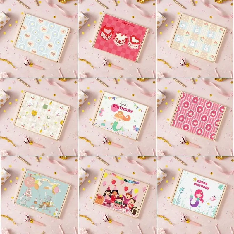 [HCM] Hộp đựng quà vintage kraft nắp gài trang trí sinh nhật, chúc mừng họa tiết cho bé gái | Nắng Decor 3