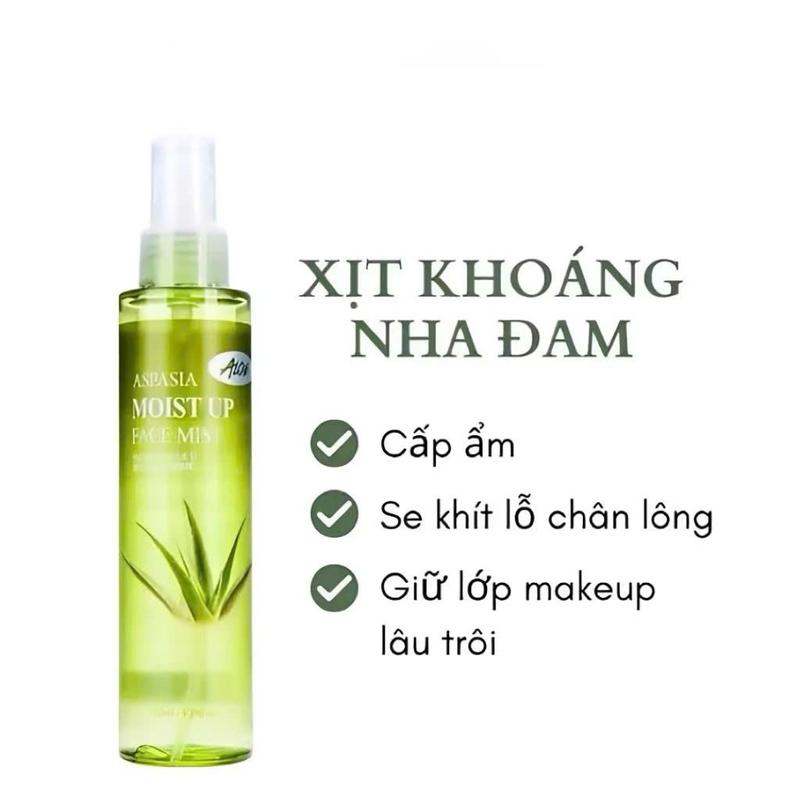 Xịt Khoáng Nha Đam ASPASIA Moist Up Face Mist 150ml Cấp Ẩm, Làm Dịu Da, Giữ Mak