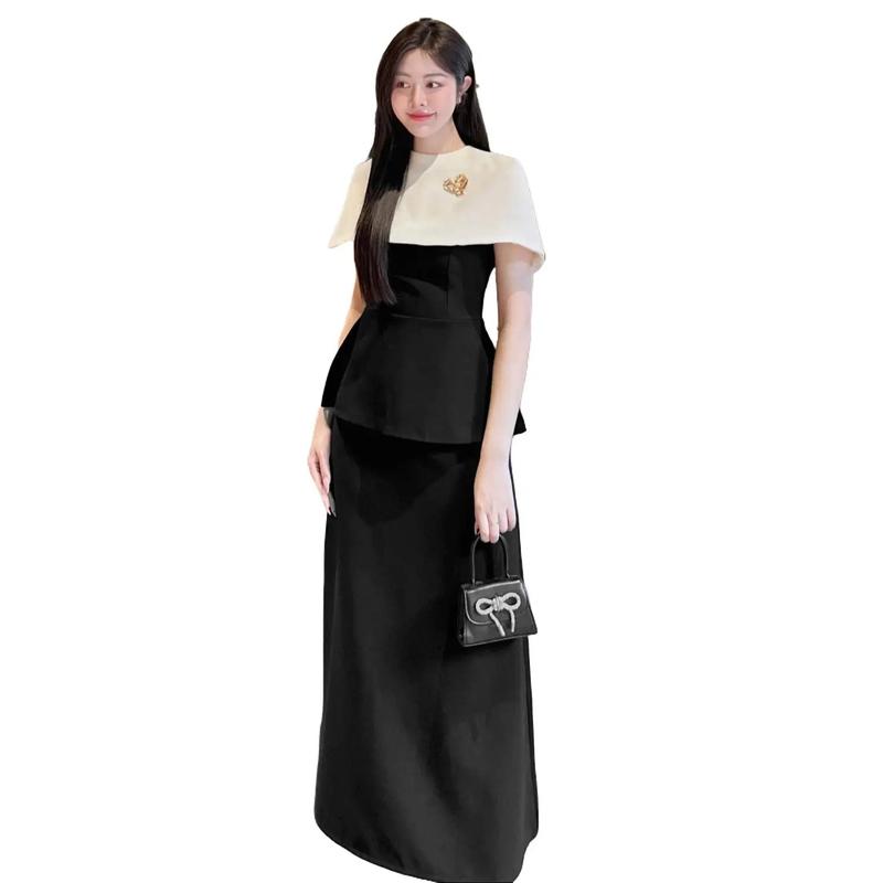 S285-(Tách Lẻ) ÁO PEPLUM KHOÁC CHOÀNG KÈM CHÂN VÁY( DÀI HOẶC NGẮN) Phù Hợp Đi Chơi Làm Tiệc Phong Cách Vintage Sang Trọng Set Nữ