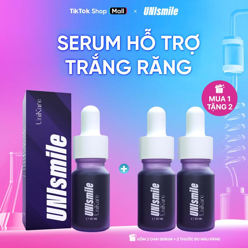 Mua 1 Tặng 2, Serum Hỗ Trợ Trắng Răng Unismile, Hỗ Trợ Cải Thiện Vàng Răng, Unikare, Dung Tích 10ml