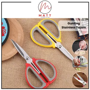 MATT Gunting Serbaguna Multifungsi Stainless Tajam Kokoh Soft Grip Gagang Empuk Anti Karat Good Quality / Gunting Dapur MultiFungsi Stainless Steel / Gunting Ikan Ayam Daging Sayur Gagang Karet Anti Karat / Gunting Dapur Kantor Kertas Serbaguna