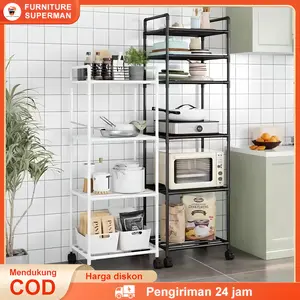 Rak Susun Dapur Serbaguna Rak roda Rak Troli Susun Rak kamar mandi Rak Salon Rak Penyimpanan 6 tingkat