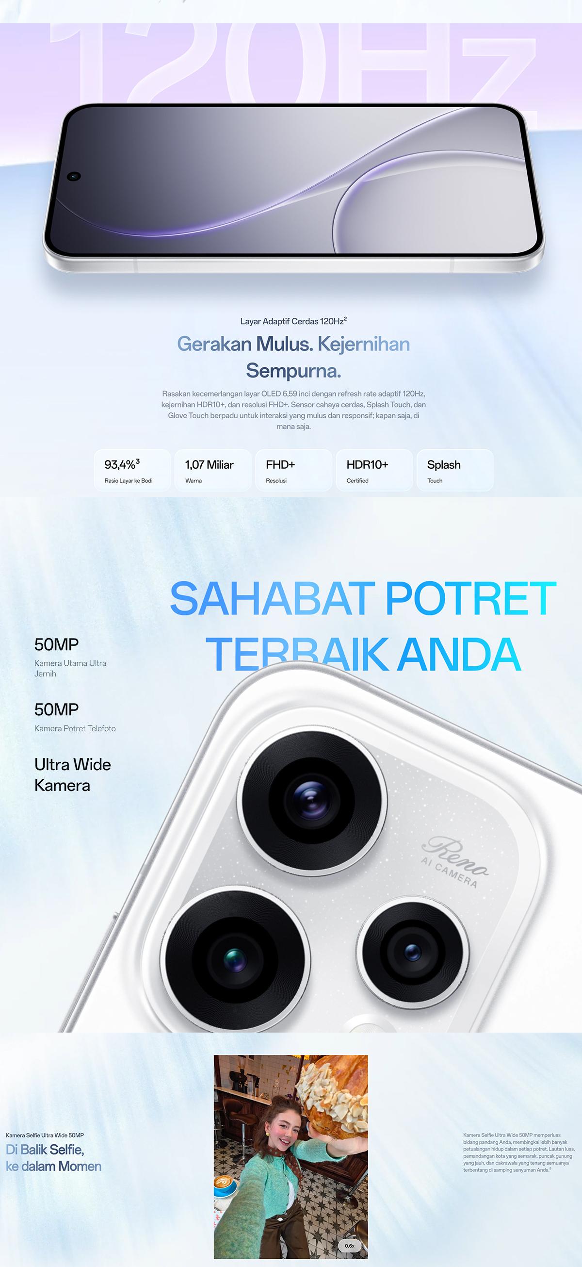 HP OPPO Reno15 5G 8/256GB 12/256GB Snapdragon 7 Gen 4 Prosesor OPPO Terbaru 2026 Garansi Resmi