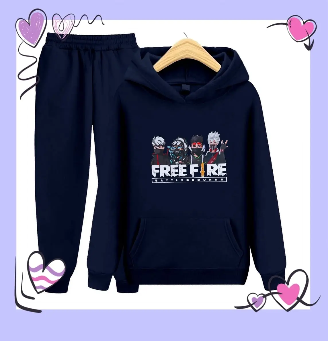 AS - SWEATER HOODIE SETELAN ANAK MOTIF GAMING CHAR Baju Celana