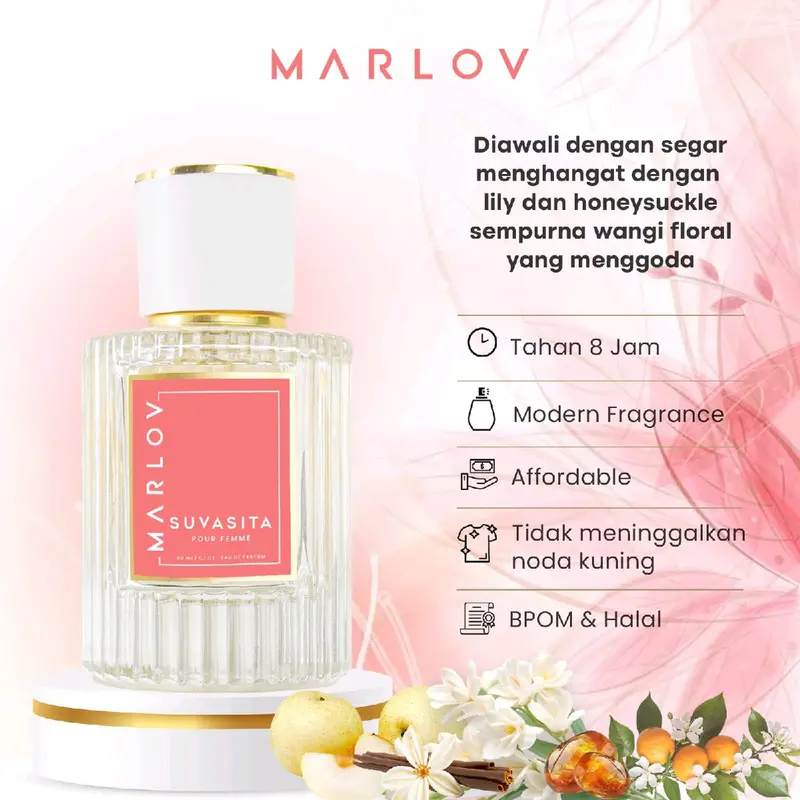 Marlov parfum Suvasita Eau De Parfum dengan aroma mewah tahan lama dan Wangi Elegan Manis 0