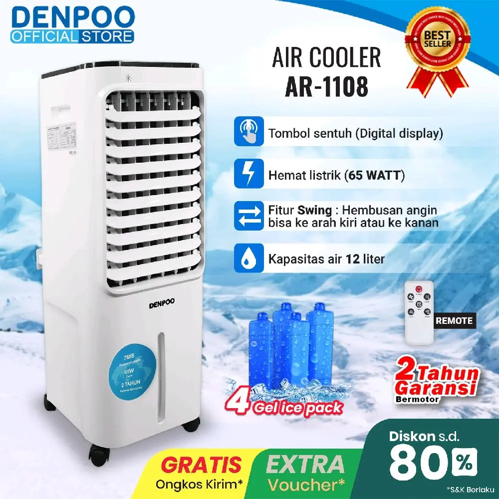 Denpoo Air Cooler / Penyejuk Ruangan AR-1208 12  Liter