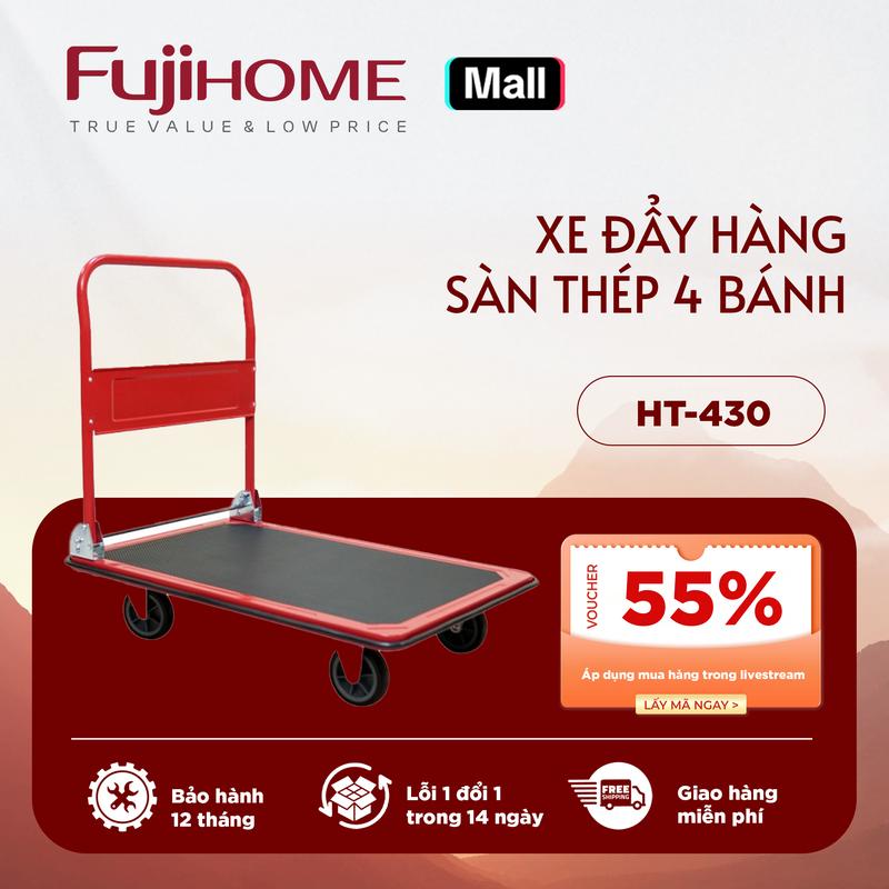 Xe đẩy hàng sàn thép 4 bánh FUJIHOME HT-430 tải trọng 300kg - xuất xứ chính hãng - Bảo hành 12 tháng