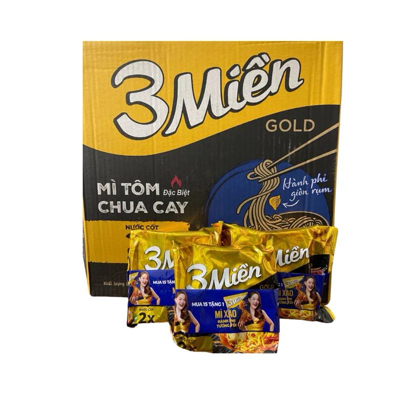 Mì 3 Miền - Thùng Mì Tôm Chua Cay 3 Miền Gold Thùng 30 Gói x 75g/gói