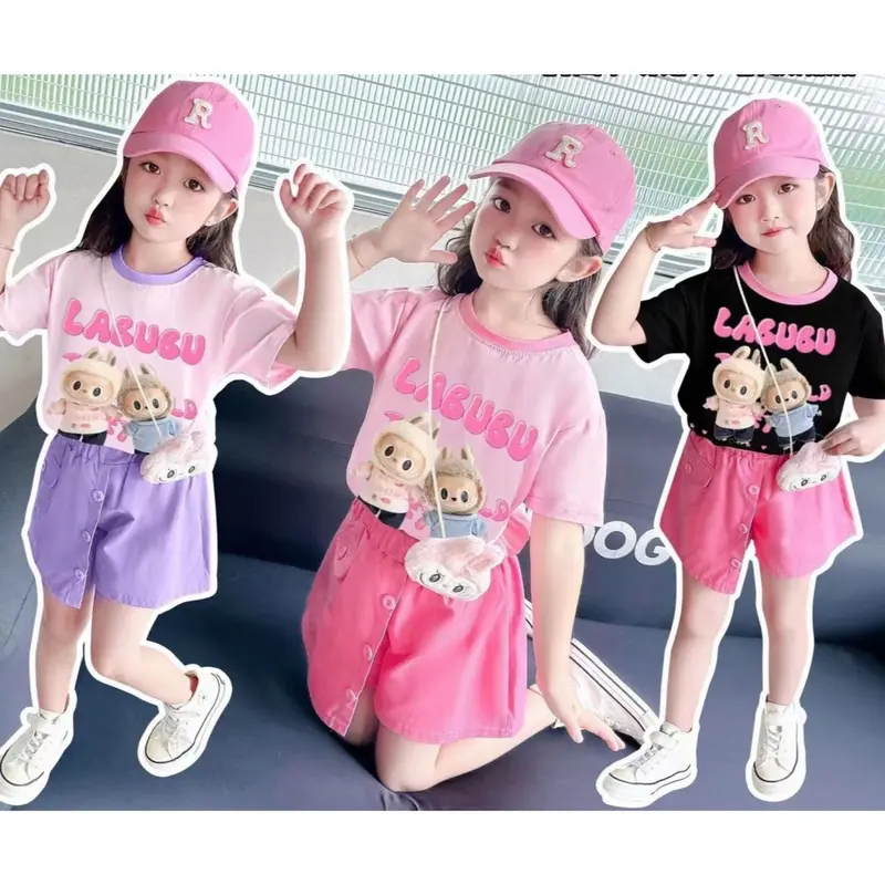 Setelan Labubu Rok & Hotpant //  Set Kuromi Bonus Tas // Set Celana Cargo Anak Perempuan Fashion 4