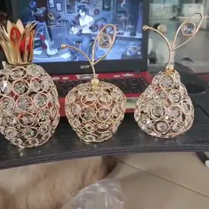 [TERLARIS]3Pcs Ornamen Kristal Decorative Fruit Nanas Pir Apple Tampilan Mewah  Kristal  Buah  Ruang Tamu