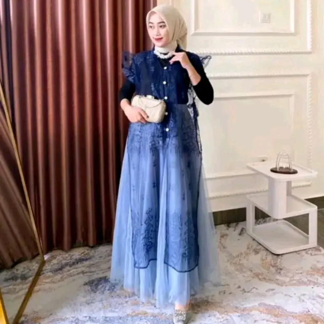 Baju Kondangan Muslim Wanita Outer Lebaran Brokat Mewah - Pria, Dewasa, Katun, Panjang, Remaja, Rayon, Cardigan