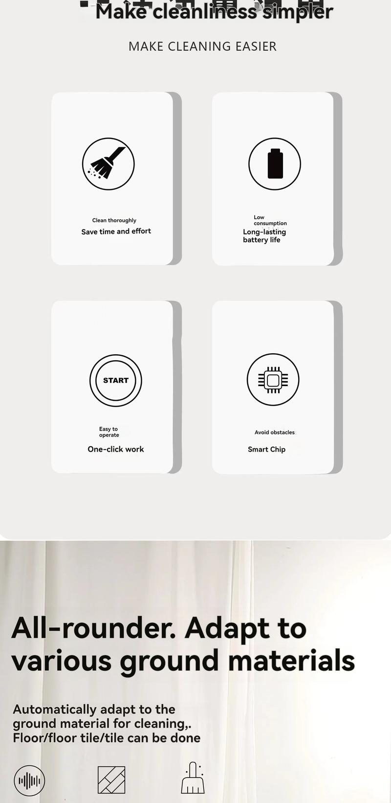 Product Introduction of Sweeping and mopping robot Household cleaning machine Lazy portable multi-functional intelligent robot vacuum cleaner 8