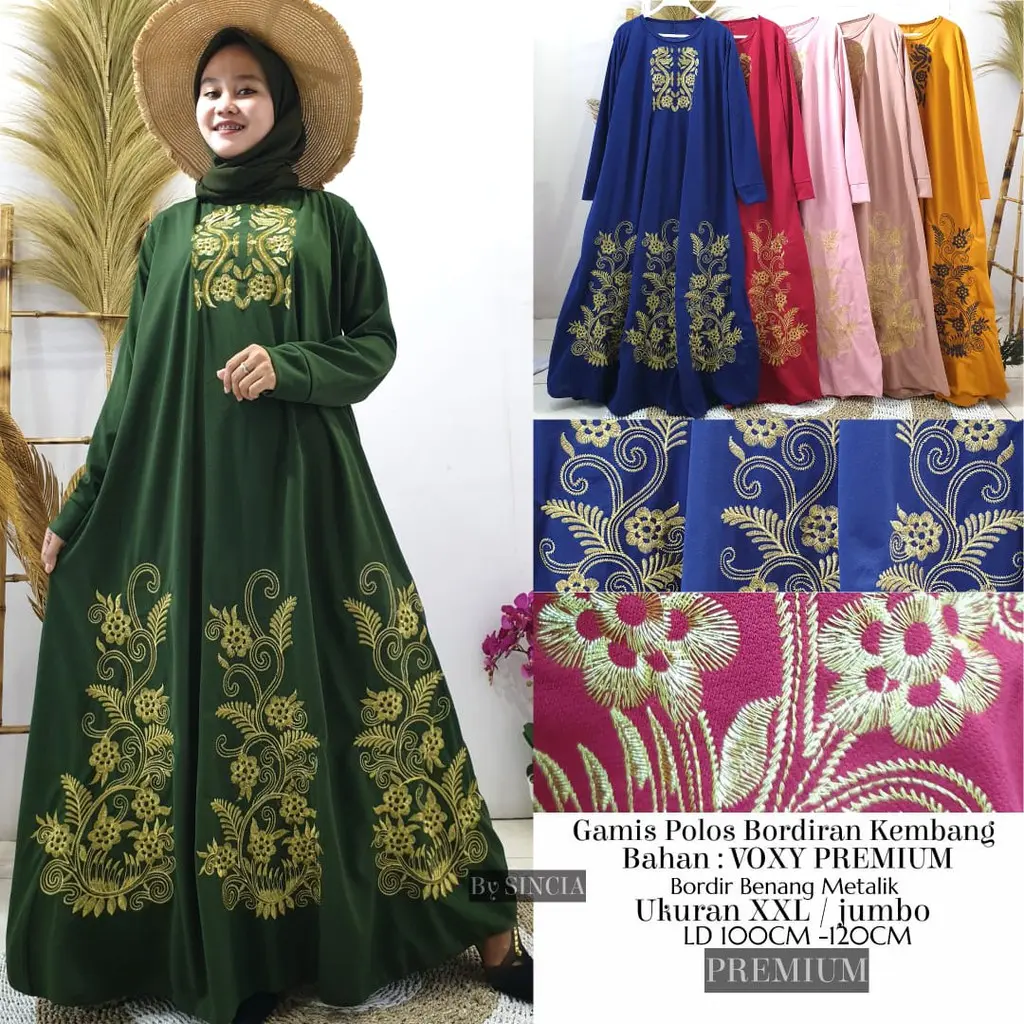 westylis Gamis Fashion Bordir Batik Mewah ( Real Pick ) Gamis Jumbo Bordir Cantik Premium XXL
