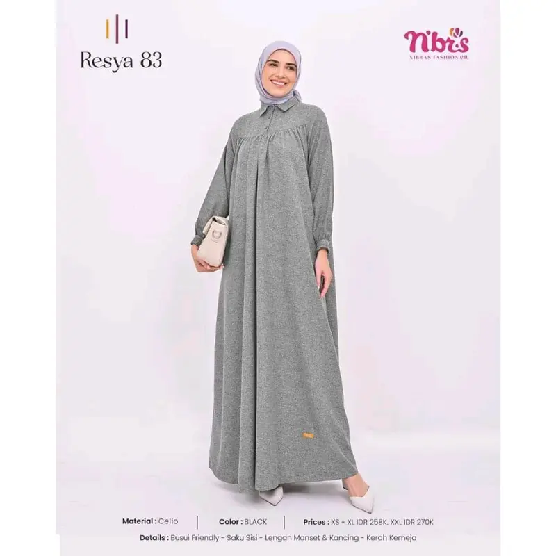 RESYA 83 GAMIS NIBRAS DEWASA POLOS 3
