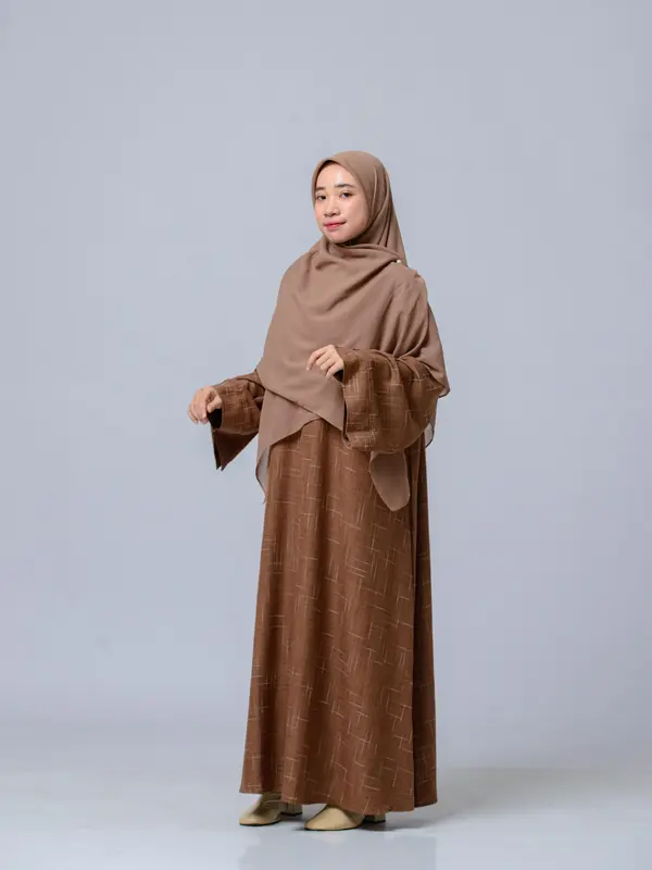Tsurayya - Abaya Nuna Bahan Linen Motif/Abaya Lebaran 1