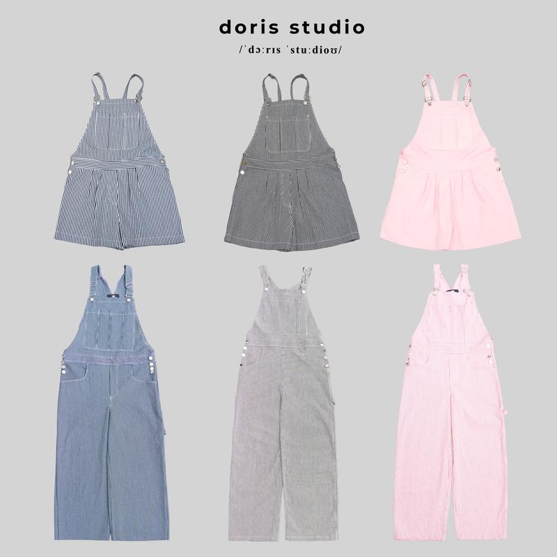 Doris/ Quần Yếm jean sọc basic / 2 phân loại / Form unisex