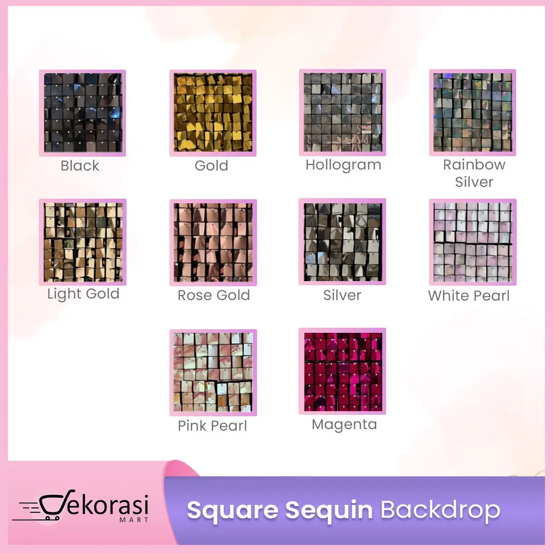 TERMURAH Square Sequin Tile Backdrop / Sequin Backdrop / Dekorasi Dinding / Dekorasi Pesta / Dekorasi ulang tahun lamaran